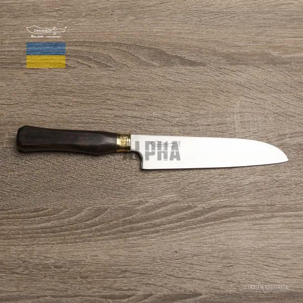 Faca Japonesa Zakharov Santoku DESTRO Cabo Madeira Jacarandá 07 polegadas