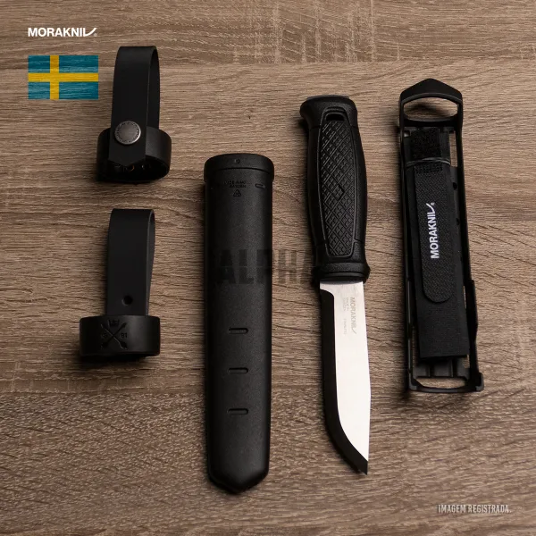 Faca Morakniv Garberg Inox com Bainha Multi-Mount Preto