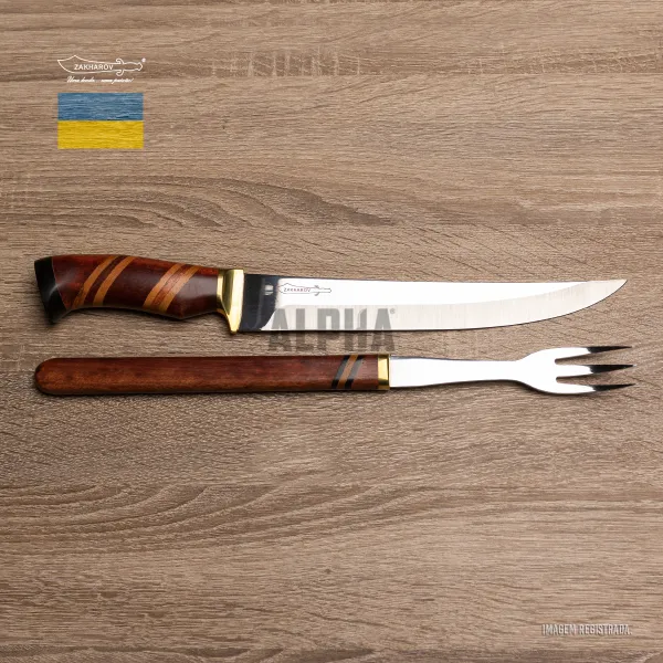 Kit Churrasco Zakharov Faca e Garfo Picanheira Plus Especial 10 polegadas